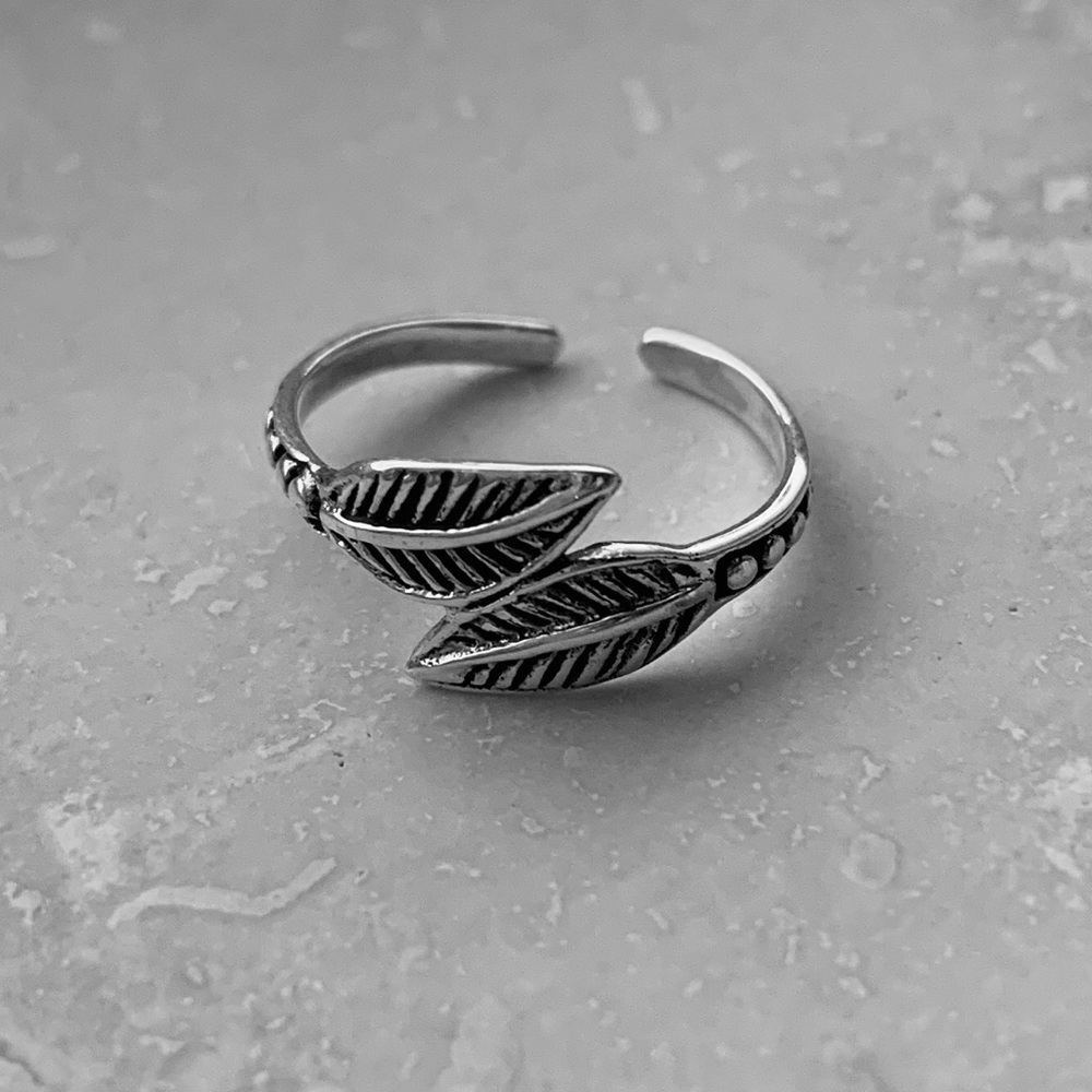 Silver Double Leaves Toe Ring, Tree Ring - image 4